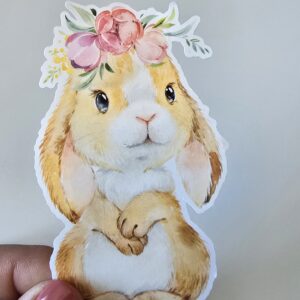 Brown bunny sticker with flower crown